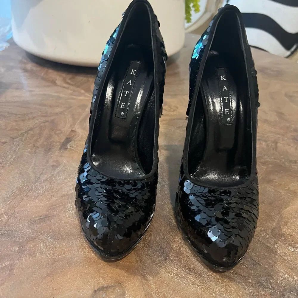 Kate by Ferrari Black Sequin Women's Shoes size 37 (7)